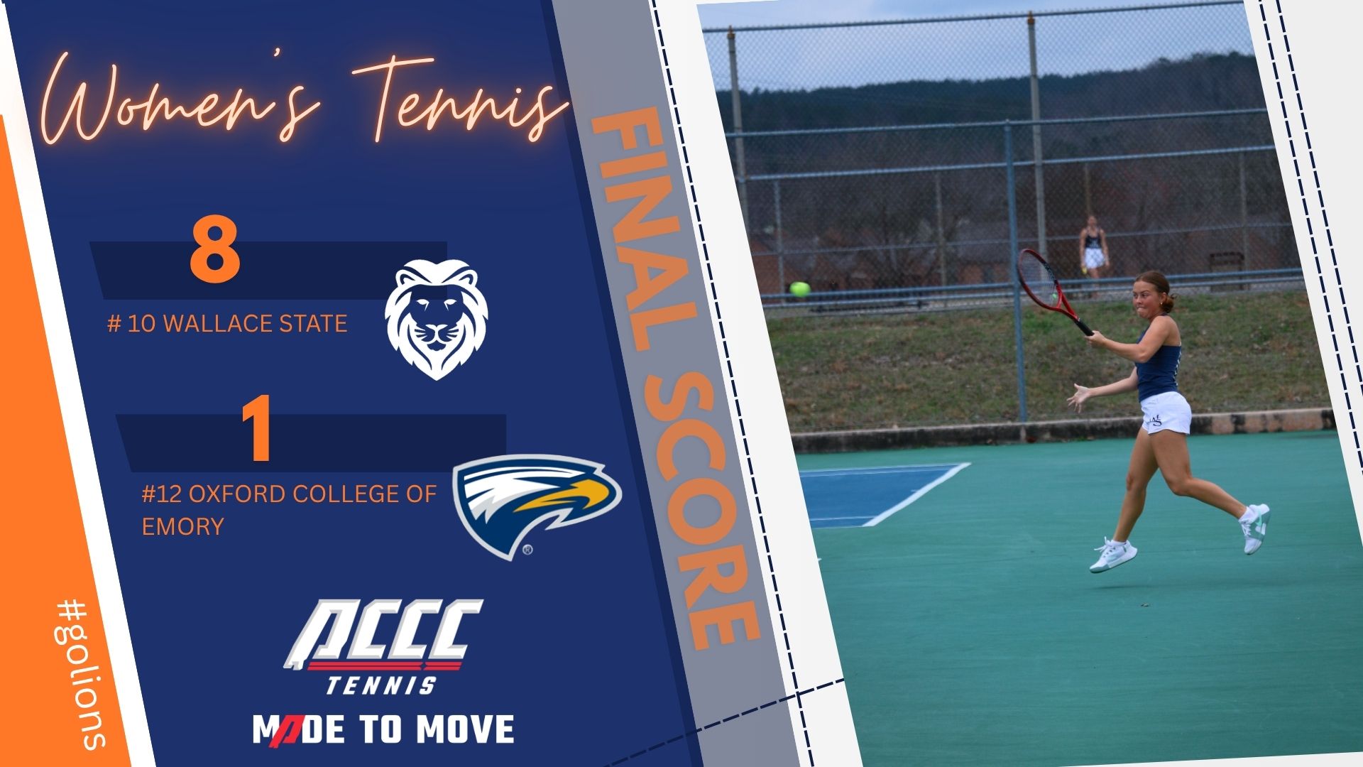 KEEPING THE STREAK ALIVE: No. 10 Wallace State Lady Lions Defeat No. 20 Oxford College of Emory 8-1 at Jasper